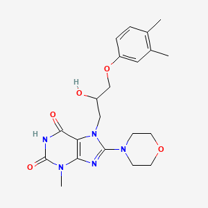 molecular formula C21H27N5O5 B2563041 7-(3-(3,4-二甲基苯氧基)-2-羟丙基)-3-甲基-8-吗啉-1H-嘌呤-2,6(3H,7H)-二酮 CAS No. 879071-60-0