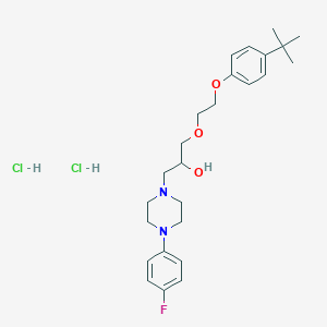 molecular formula C25H37Cl2FN2O3 B2563058 1-(2-(4-(Tert-butyl)phenoxy)ethoxy)-3-(4-(4-fluorophenyl)piperazin-1-yl)propan-2-ol dihydrochloride CAS No. 1327227-58-6