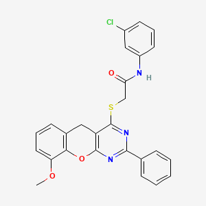 N-(3-Chlorophenyl)-2-({9-methoxy-2-phenyl-5H-chromeno[2,3-D]pyrimidin-4-YL}sulfanyl)acetamide