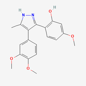 molecular formula C19H20N2O4 B2563063 2-(4-(3,4-dimethoxyphenyl)-5-methyl-1H-pyrazol-3-yl)-5-methoxyphenol CAS No. 879466-74-7