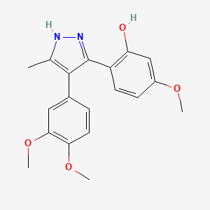 molecular formula C19H20N2O4 B2563063 2-(4-(3,4-ジメトキシフェニル)-5-メチル-1H-ピラゾール-3-イル)-5-メトキシフェノール CAS No. 879466-74-7