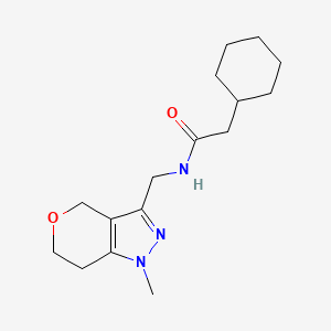 molecular formula C16H25N3O2 B2563064 2-环己基-N-((1-甲基-1,4,6,7-四氢吡喃并[4,3-c]吡唑-3-基)甲基)乙酰胺 CAS No. 1797823-78-9