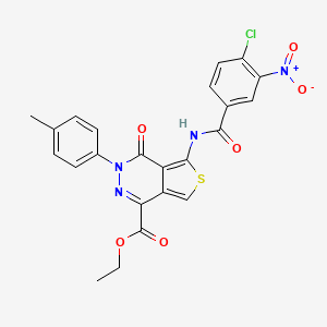 molecular formula C23H17ClN4O6S B2563071 5-[(4-氯-3-硝基苯甲酰)氨基]-3-(4-甲基苯基)-4-氧代噻吩并[3,4-d]嘧啶-1-羧酸乙酯 CAS No. 851948-44-2