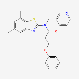 molecular formula C24H23N3O2S B2563072 N-(5,7-dimethylbenzo[d]thiazol-2-yl)-3-phenoxy-N-(pyridin-3-ylmethyl)propanamide CAS No. 887459-30-5