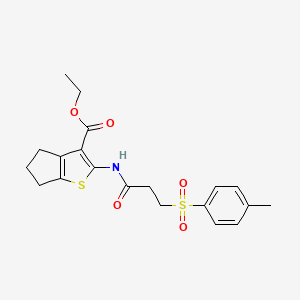 molecular formula C20H23NO5S2 B2563073 2-(3-甲苯磺酰基丙酰氨基)-5,6-二氢-4H-环戊并[b]噻吩-3-羧酸乙酯 CAS No. 895445-68-8