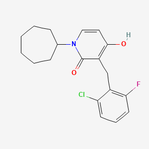 molecular formula C19H21ClFNO2 B2563074 3-(2-氯-6-氟苄基)-1-环庚基-4-羟基-2(1H)-吡啶酮 CAS No. 477869-96-8
