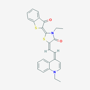 molecular formula C26H22N2O2S2 B256308 3-ethyl-5-[2-(1-ethyl-4(1H)-quinolinylidene)ethylidene]-2-(3-oxo-1-benzothien-2(3H)-ylidene)-1,3-thiazolidin-4-one 