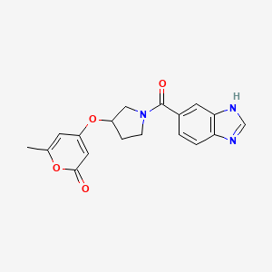 molecular formula C18H17N3O4 B2563115 4-((1-(1H-benzo[d]imidazole-5-carbonyl)pyrrolidin-3-yl)oxy)-6-methyl-2H-pyran-2-one CAS No. 1705096-78-1
