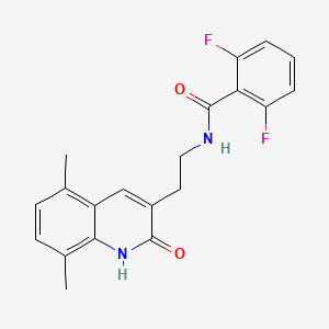 molecular formula C20H18F2N2O2 B2563120 N-[2-(5,8-二甲基-2-氧代-1H-喹啉-3-基)乙基]-2,6-二氟苯甲酰胺 CAS No. 851406-61-6