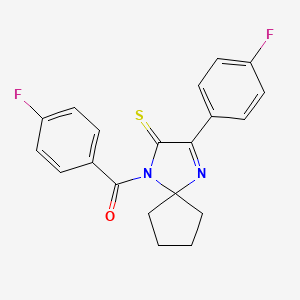 molecular formula C20H16F2N2OS B2563124 1-(4-氟苯甲酰)-3-(4-氟苯基)-1,4-二氮杂螺[4.4]壬-3-烯-2-硫酮 CAS No. 1223905-65-4