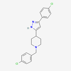 4-[5-(4-chlorophenyl)-1H-pyrazol-3-yl]-1-[(4-chlorophenyl)methyl]piperidine