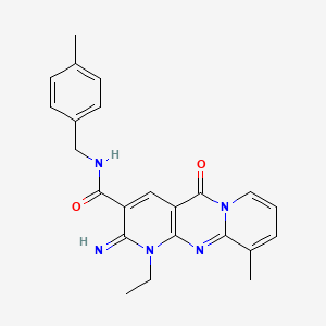 molecular formula C23H23N5O2 B2563127 1-ethyl-2-imino-10-methyl-N-(4-methylbenzyl)-5-oxo-2,5-dihydro-1H-dipyrido[1,2-a:2',3'-d]pyrimidine-3-carboxamide CAS No. 614747-55-6