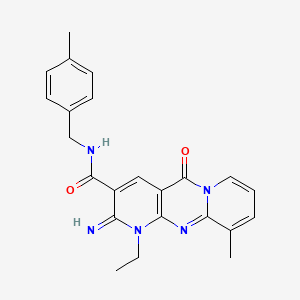 molecular formula C23H23N5O2 B2563127 1-etil-2-imino-10-metil-N-(4-metilbencil)-5-oxo-2,5-dihidro-1H-dipirido[1,2-a:2',3'-d]pirimidina-3-carboxamida CAS No. 614747-55-6