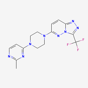 molecular formula C15H15F3N8 B2563134 2-Methyl-4-{4-[3-(trifluoromethyl)-[1,2,4]triazolo[4,3-b]pyridazin-6-yl]piperazin-1-yl}pyrimidine CAS No. 2380067-20-7