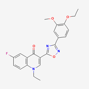 molecular formula C22H20FN3O4 B2563158 3-(3-(4-ethoxy-3-methoxyphenyl)-1,2,4-oxadiazol-5-yl)-1-ethyl-6-fluoroquinolin-4(1H)-one CAS No. 1260722-48-2