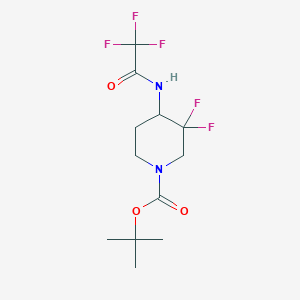 molecular formula C12H17F5N2O3 B2563165 Tert-butyl 3,3-difluoro-4-(2,2,2-trifluoroacetamido)piperidine-1-carboxylate CAS No. 1823836-00-5