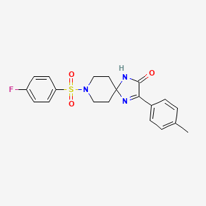 molecular formula C20H20FN3O3S B2563167 8-((4-Fluorophenyl)sulfonyl)-3-(p-tolyl)-1,4,8-triazaspiro[4.5]dec-3-en-2-one CAS No. 1189703-31-8