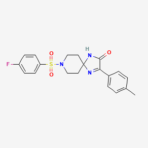 molecular formula C20H20FN3O3S B2563167 8-((4-Fluorphenyl)sulfonyl)-3-(p-tolyl)-1,4,8-triazaspiro[4.5]dec-3-en-2-on CAS No. 1189703-31-8