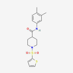 molecular formula C18H22N2O3S2 B2563175 N-(3,4-dimethylphenyl)-1-(thiophen-2-ylsulfonyl)piperidine-4-carboxamide CAS No. 325702-28-1