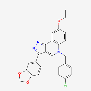 molecular formula C26H20ClN3O3 B2563180 3-(1,3-benzodioxol-5-yl)-5-(4-chlorobenzyl)-8-ethoxy-5H-pyrazolo[4,3-c]quinoline CAS No. 902514-88-9