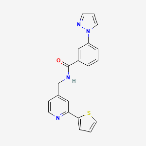 3-(1H-pyrazol-1-yl)-N-((2-(thiophen-2-yl)pyridin-4-yl)methyl)benzamide