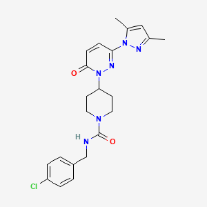 molecular formula C22H25ClN6O2 B2563192 N-[(4-Chlorophenyl)methyl]-4-[3-(3,5-dimethylpyrazol-1-yl)-6-oxopyridazin-1-yl]piperidine-1-carboxamide CAS No. 2380069-67-8