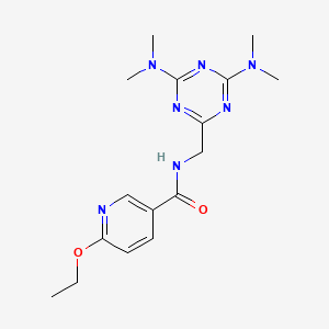 molecular formula C16H23N7O2 B2563202 N-((4,6-bis(dimethylamino)-1,3,5-triazin-2-yl)methyl)-6-ethoxynicotinamide CAS No. 2034406-00-1
