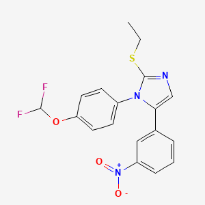 molecular formula C18H15F2N3O3S B2563206 1-(4-(difluoromethoxy)phenyl)-2-(ethylthio)-5-(3-nitrophenyl)-1H-imidazole CAS No. 1226456-55-8