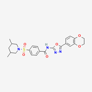 N-(5-(2,3-dihydrobenzo[b][1,4]dioxin-6-yl)-1,3,4-oxadiazol-2-yl)-4-((3,5-dimethylpiperidin-1-yl)sulfonyl)benzamide