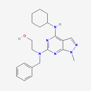 molecular formula C21H28N6O B2563230 2-(benzyl(4-(cyclohexylamino)-1-methyl-1H-pyrazolo[3,4-d]pyrimidin-6-yl)amino)ethanol CAS No. 897758-11-1