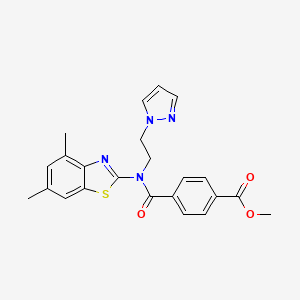 molecular formula C23H22N4O3S B2563232 4-((2-(1H-吡唑-1-基)乙基)(4,6-二甲基苯并[d]噻唑-2-基)氨基甲酰基)苯甲酸甲酯 CAS No. 1172397-05-5