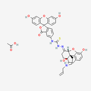 molecular formula C42H38N4O10S B2563233 1-[(E)-[(4R,4As,7aR,12bS)-4a,9-dihydroxy-3-prop-2-enyl-2,4,5,6,7a,13-hexahydro-1H-4,12-methanobenzofuro[3,2-e]isoquinolin-7-ylidene]amino]-3-(3',6'-dihydroxy-3-oxospiro[2-benzofuran-1,9'-xanthene]-5-yl)thiourea;acetic acid CAS No. 2080300-52-1