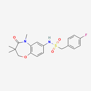 molecular formula C19H21FN2O4S B2563235 1-(4-fluorophenyl)-N-(3,3,5-trimethyl-4-oxo-2,3,4,5-tetrahydrobenzo[b][1,4]oxazepin-7-yl)methanesulfonamide CAS No. 922076-83-3