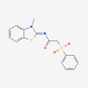 (E)-N-(3-methylbenzo[d]thiazol-2(3H)-ylidene)-2-(phenylsulfonyl)acetamide