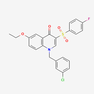 molecular formula C24H19ClFNO4S B2563250 1-[(3-Chlorophenyl)methyl]-6-ethoxy-3-(4-fluorophenyl)sulfonylquinolin-4-one CAS No. 866810-09-5