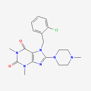 molecular formula C19H23ClN6O2 B2563268 7-[(2-Chlorophenyl)methyl]-1,3-dimethyl-8-(4-methylpiperazin-1-yl)purine-2,6-dione CAS No. 359902-76-4