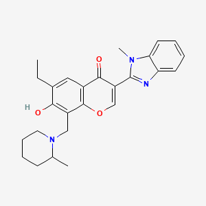 6-Ethyl-7-hydroxy-3-(1-methylbenzimidazol-2-yl)-8-[(2-methylpiperidin-1-yl)methyl]chromen-4-one