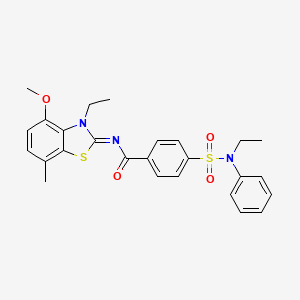 molecular formula C26H27N3O4S2 B2563274 N-(3-ethyl-4-methoxy-7-methyl-1,3-benzothiazol-2-ylidene)-4-[ethyl(phenyl)sulfamoyl]benzamide CAS No. 851080-62-1