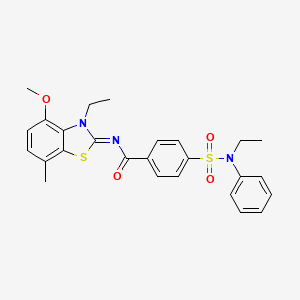 molecular formula C26H27N3O4S2 B2563274 4-[ethyl(phenyl)sulfamoyl]-N-[(2Z)-3-ethyl-4-methoxy-7-methyl-2,3-dihydro-1,3-benzothiazol-2-ylidene]benzamide CAS No. 851080-62-1