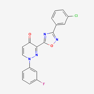 molecular formula C18H10ClFN4O2 B2563285 N-(2-chlorobenzyl)-3-(2-piperidin-1-ylpyrimidin-5-yl)benzamide CAS No. 1112339-32-8