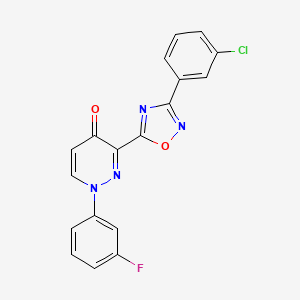 molecular formula C18H10ClFN4O2 B2563285 N-(2-氯苄基)-3-(2-哌啶-1-基嘧啶-5-基)苯甲酰胺 CAS No. 1112339-32-8