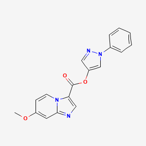 molecular formula C18H14N4O3 B2563287 (1-Phenylpyrazol-4-yl) 7-methoxyimidazo[1,2-a]pyridine-3-carboxylate CAS No. 2416231-42-8