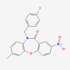 molecular formula C21H15FN2O4 B2563288 10-(4-fluorobenzyl)-7-methyl-2-nitrodibenzo[b,f][1,4]oxazepin-11(10H)-one CAS No. 866156-37-8