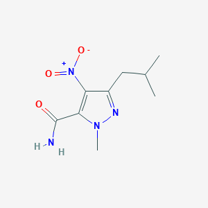 molecular formula C9H14N4O3 B2563289 3-Isobutyl-1-methyl-4-nitro-1H-pyrazol-5-carboxamid CAS No. 911715-34-9