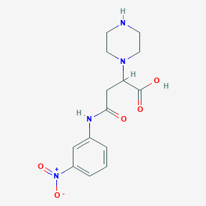 molecular formula C14H18N4O5 B2563291 4-((3-Nitrophenyl)amino)-4-oxo-2-(piperazin-1-yl)butanoic acid CAS No. 899991-98-1