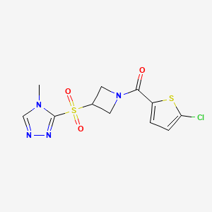 molecular formula C11H11ClN4O3S2 B2563293 (5-chlorothiophen-2-yl)(3-((4-methyl-4H-1,2,4-triazol-3-yl)sulfonyl)azetidin-1-yl)methanone CAS No. 2034521-61-2