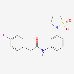 molecular formula C18H19FN2O3S B2563294 N-(5-(1,1-dioxidoisothiazolidin-2-yl)-2-methylphenyl)-2-(4-fluorophenyl)acetamide CAS No. 941975-22-0