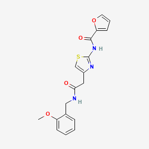 molecular formula C18H17N3O4S B2563300 N-(4-(2-((2-methoxybenzyl)amino)-2-oxoethyl)thiazol-2-yl)furan-2-carboxamide CAS No. 923107-16-8