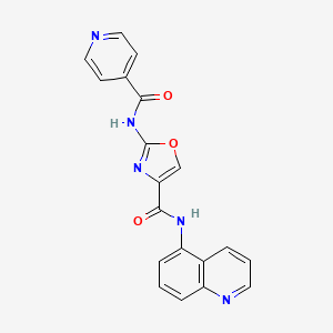 molecular formula C19H13N5O3 B2563307 2-(isonicotinamido)-N-(quinolin-5-yl)oxazole-4-carboxamide CAS No. 1798621-63-2