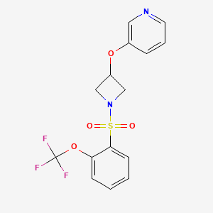 molecular formula C15H13F3N2O4S B2563310 3-((1-((2-(Trifluoromethoxy)phenyl)sulfonyl)azetidin-3-yl)oxy)pyridine CAS No. 1903308-57-5